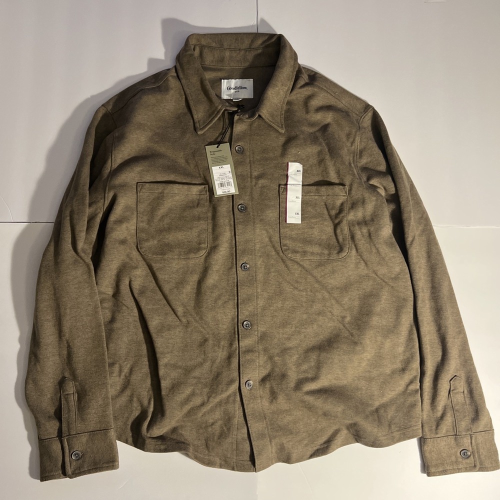 XXL Goodfellow and Co Men's Shirt Jacket Button Down Brown Size 2XL New